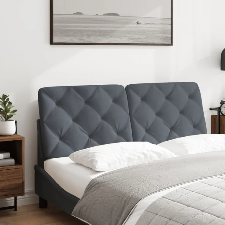 vidaXL Kopfteil-Kissen Dunkelgrau 140 cm Samt – Bild 7