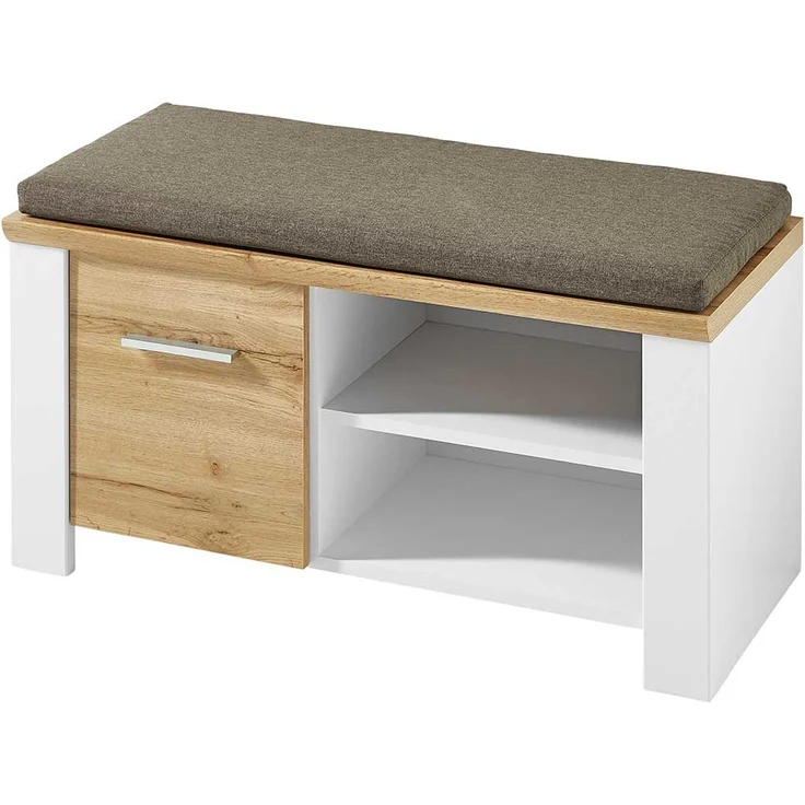Bank vito Materio, Holzwerkstoff, Kunststoff, Weiß, Holzfarben, 90 x 50 x 39 cm – Bild 3