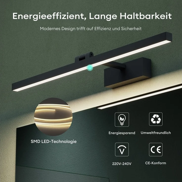 Mai & Mai LED Spiegelleuchte Badlampe Spiegellampe 4000K Badezimmer Lampe 180° Drehbar 9W – Bild 3