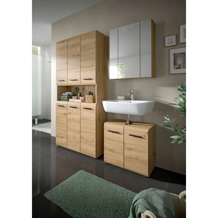 Badkombination (B/H/T: 165x185x46 cm) in Artisan Oak Nachbildung und Artisan Oak Nachbildung – Bild 5