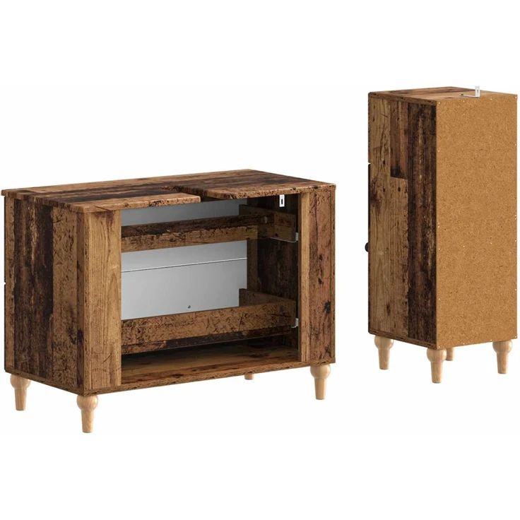 vidaXL 2-teiliges Badezimmer Schrank Set ALKMAAR Altholz Holzwerkstoff 3417673 – Bild 4
