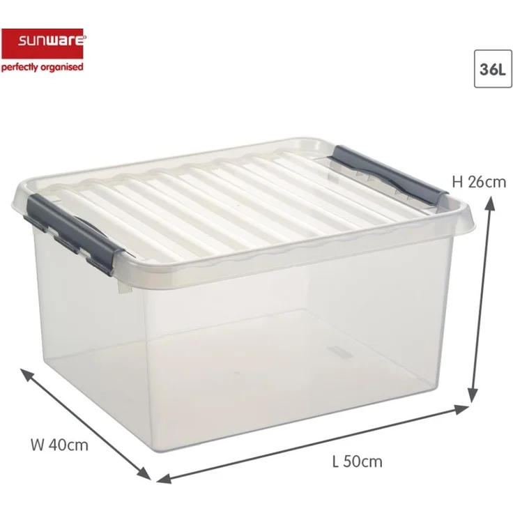 3 Stück Aufbewahrungsbox Q-Line 36L transparent mit Deckel Kunststoffbox – Bild 3