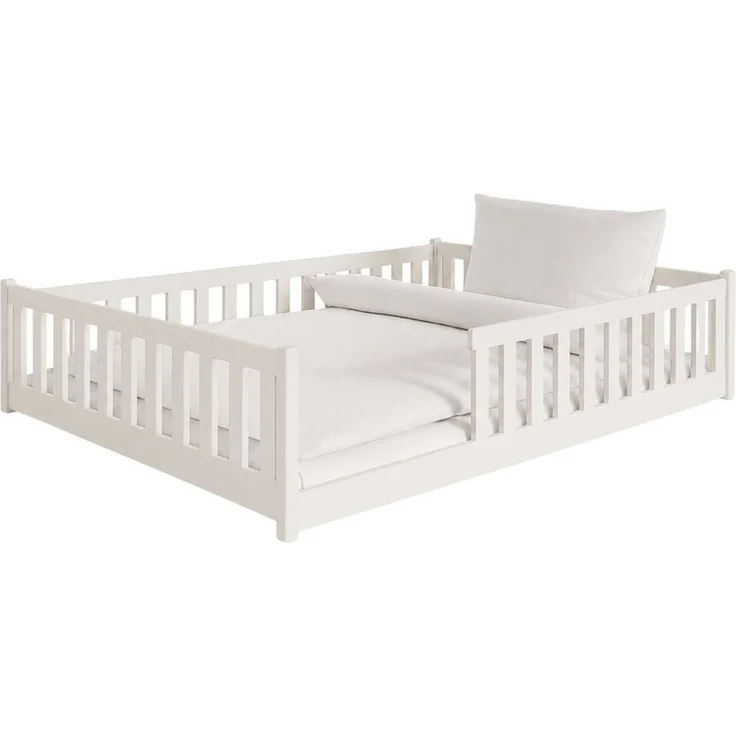 Kids Collective Kinderbett Bodenbett Bett mit Rausfallschutz & Lattenrost Montessori Bett Kinder (weitere Größen 80x160, 80x180, 90x190, 90x200, 120x200 cm), Gitterbett Jugendbett Einzelbett Baumwolle 140x200 cm – Bild 2
