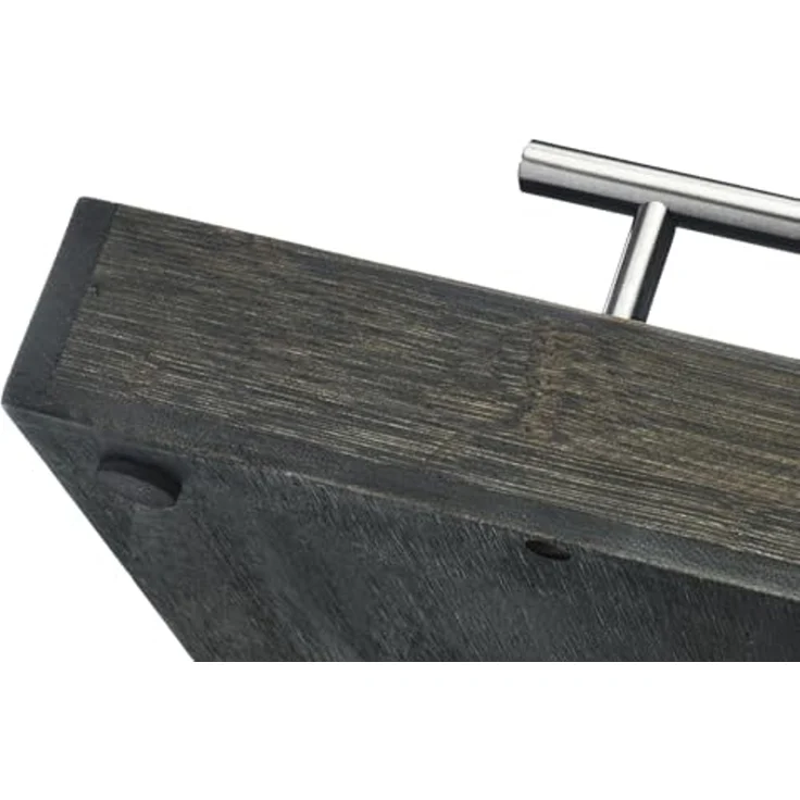 Kobolo Tablett rechteckig aus Bambus mit Metallgriffen - grau, Bambus – Bild 6