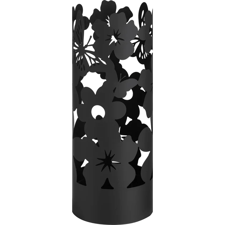 Baroni Home Moderner Schirmständer aus Metall Flowers mit 2 Haken und abnehmbarer Abtropfschale 19 x 19 x 49 cm (schwarz) – Bild 1