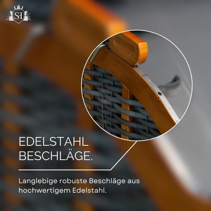 Strandkorb Hanse Ostsee Klassik XXL 2 Sitzer - Anthrazit Uni – Bild 7