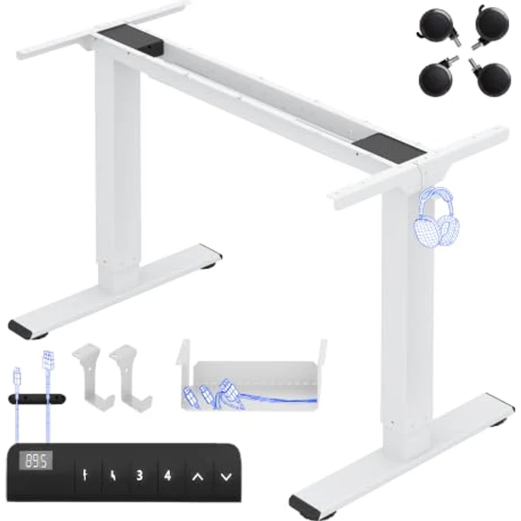 FLEXISPOT Höhenverstellbarer Schreibtisch Gestell E1 PRO mit Doppelmotor | Elektrische Tischbeine höhenverstellbar mit Kabelmanagement & 2 Haken,LED-Höhenanzeige&4 Speicherplätzen fürs Büro&Homeoffice – Bild 1