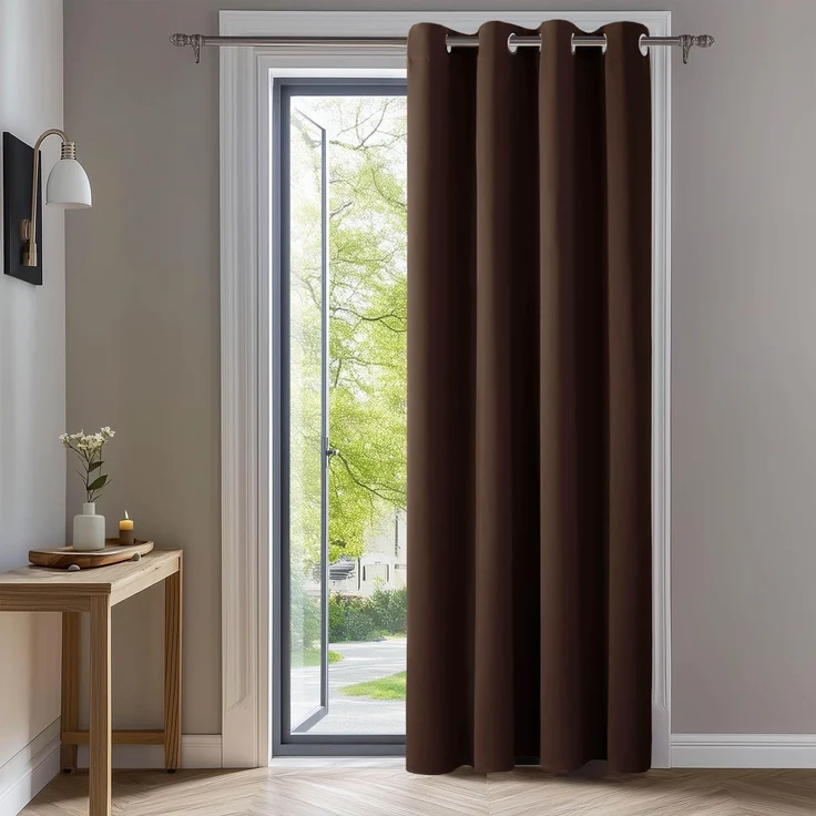 Deconovo Abdunklungsvorhang Blickdichte Vorhänge Thermogardine Dunkelbraun | 1 Stück, H260 x B140 cm, Ösenschal, Abdunkelnd, Kälteschutz und Hitzeschutz, Vorhang für Schlafzimmer, Sichtschutz, UV-Schutz