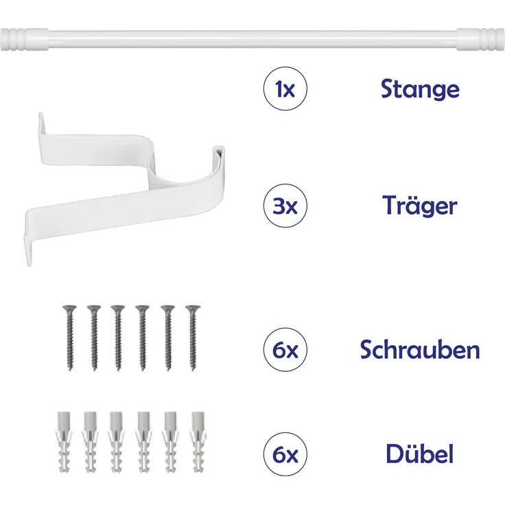 Gardinenstange "Modern" ausziehbar 115 bis 200 cm, Durchmesser 16mm/19mm - Edelstahl - Stil-Garnitur, 1-Lauf Metall Stange – Bild 5
