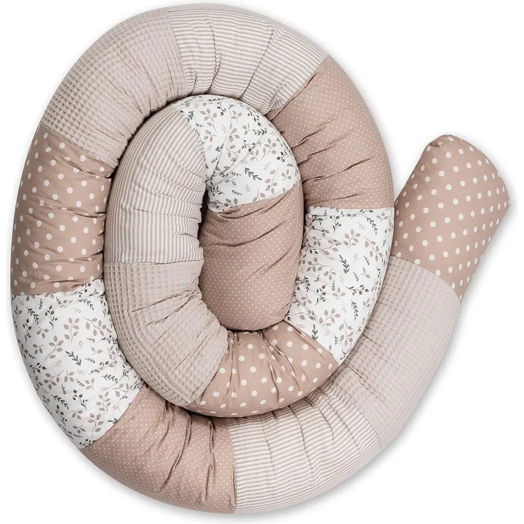 ULLENBOOM ® Baby Kuschelschlange 300x13 cm Sandblume (Made in EU) - Kuschelschnecke in vielen Farben und Größen, Bezug: 100% OEKO TEX Baumwolle, Nackenrolle, Motiv: Sterne