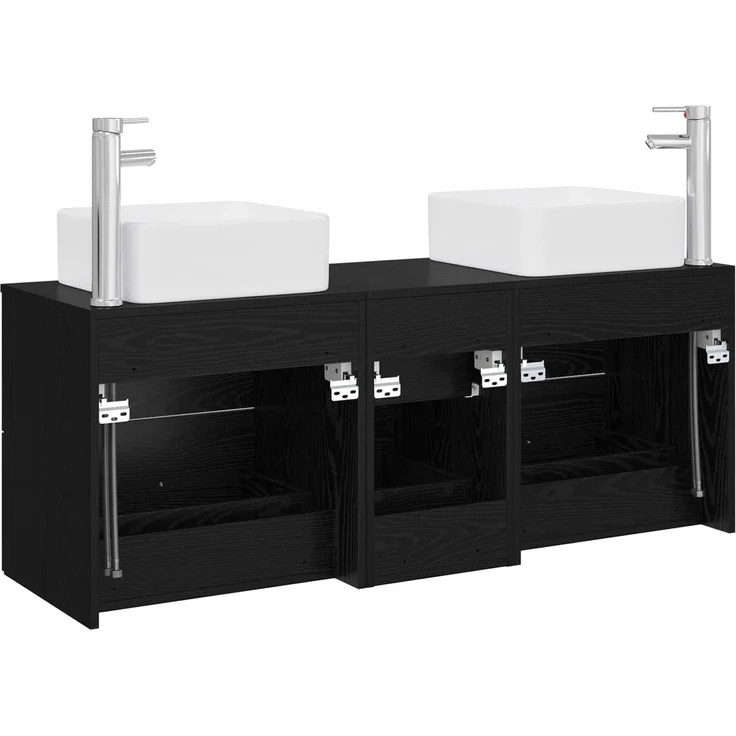 vidaXL Badezimmerschrank-Set 3 stk. Schwarz 129 x 41 x 80 cm 3405828 – Bild 7