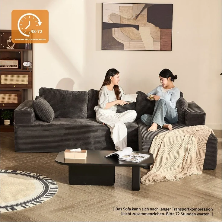 LITBIRD Sofa Modulares L-förmiges Ecksofa mit Schlaffunktion, 272 x 175 x 61 cm, 1 Teile, Rahmenloses Schlafsofa mit symmetrischem Doppelsitz, montagefrei – Bild 3