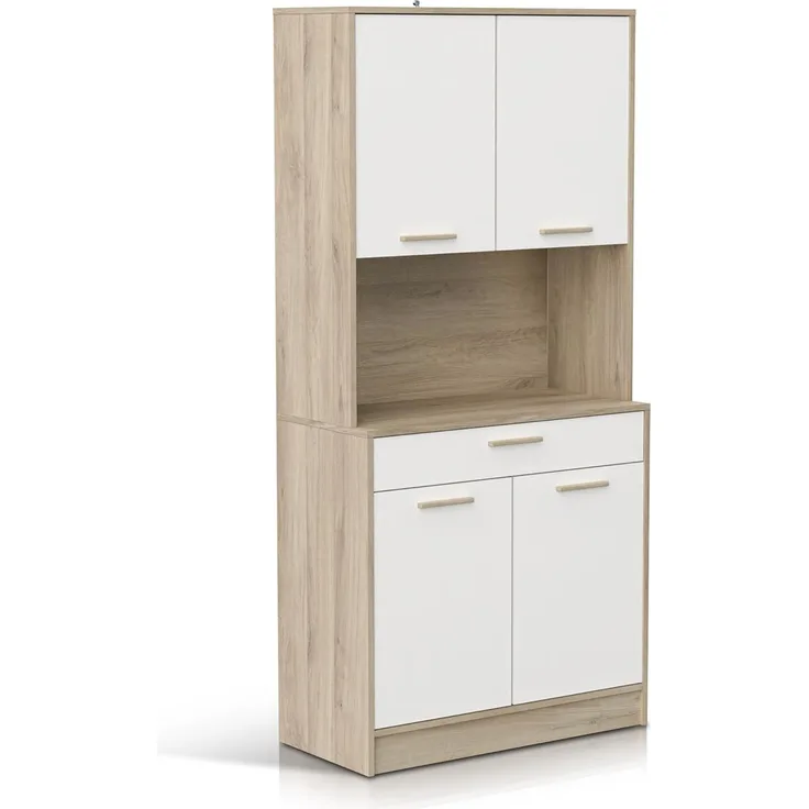 habeig Küchenbuffet Küchenregal Küchenschrank Eiche Küchenmöbel Singleküche 176x84cm besonders schwere und robuste Ausführung