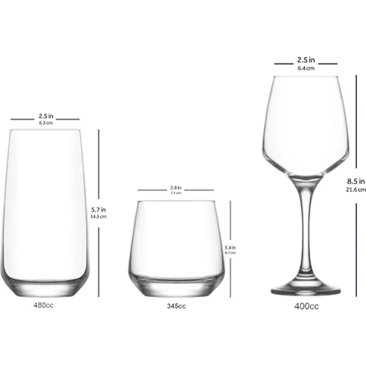 LAV Gläser-Set Lal, 18-tlg, Glas, Spülmaschinengeeignet, robust, vielseitig – Bild 2