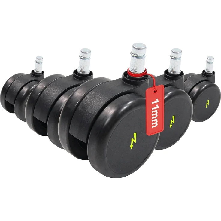 hjh OFFICE 619046 5x Elektrisch leitfähige Rollen 11x65 mm Bürostuhl Rollen für harte Böden | Vermeidung von statischer Aufladung – Bild 1