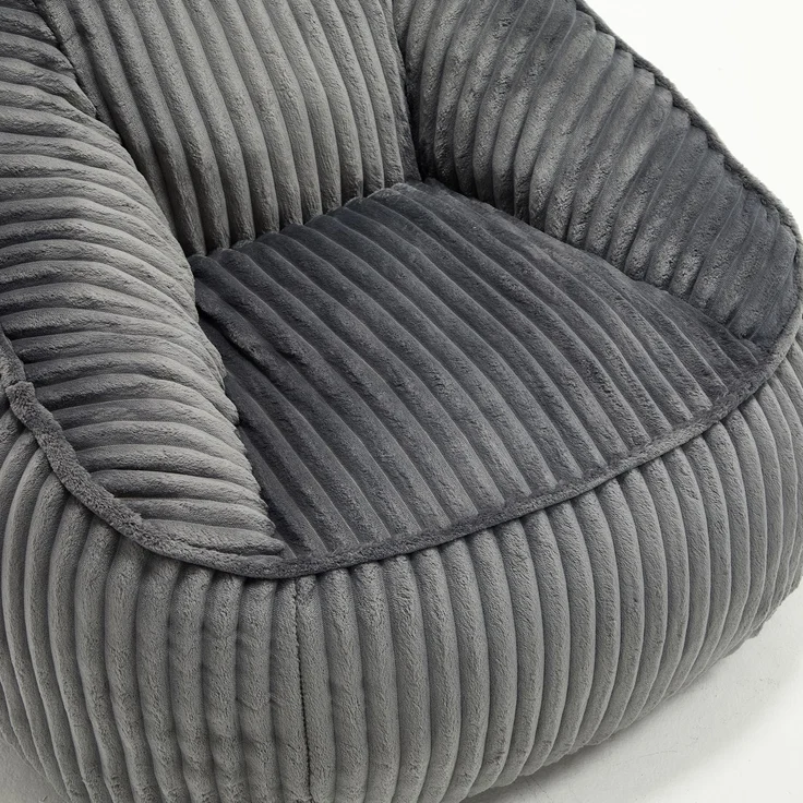 Cord-Sitzsack-Sessel mit Memory-Schaumfüllung und strukturierter Polsterung, kompakter Loungesitz für Wohn-, Schlaf- und Lesezimmer, Dunkelgrau – Bild 9