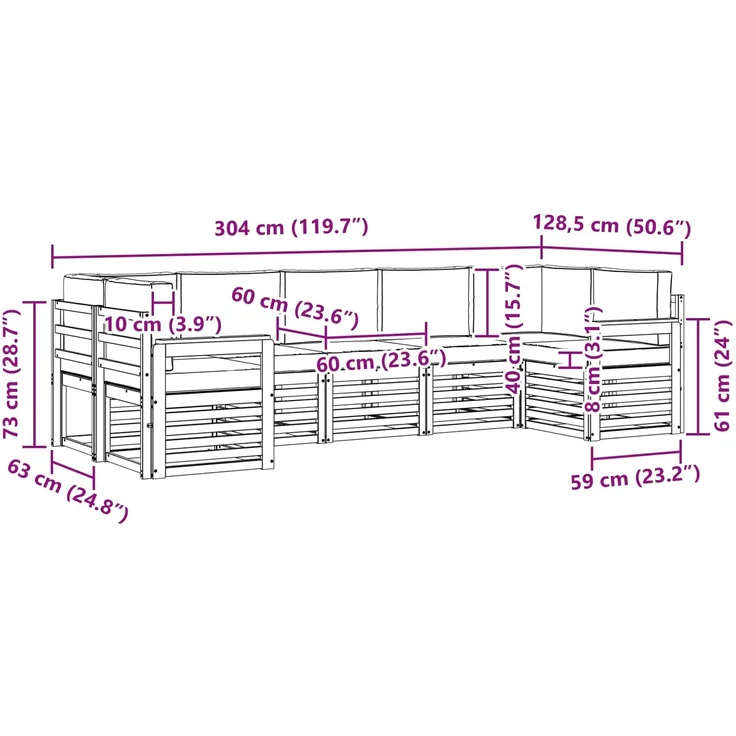 vidaXL Outdoor-Sofagarnitur 6 stk. 7-Sitzer Weiß und Hellgrau 3392421 – Bild 7