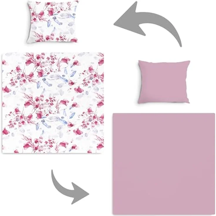 Amilian Babybettwäsche Kinderwagenset - 2tlg. Kinderbettwäsche - 80x80cm + 35x40cm, 100% Baumwolle, 2 teilig, Bettwäscheset für Kinderwagen, Wiege, Babybett - Baby Bettwäsche – Bild 7