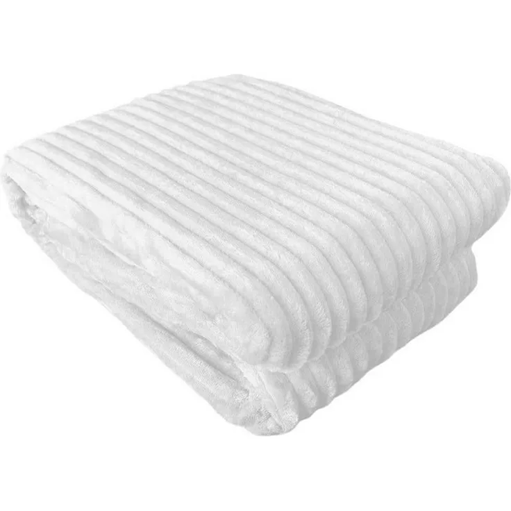 Vewotex warme Wohndecke in Cordoptik, Antipilling Effekt, Polyester, Weiß, 200 x 150 cm