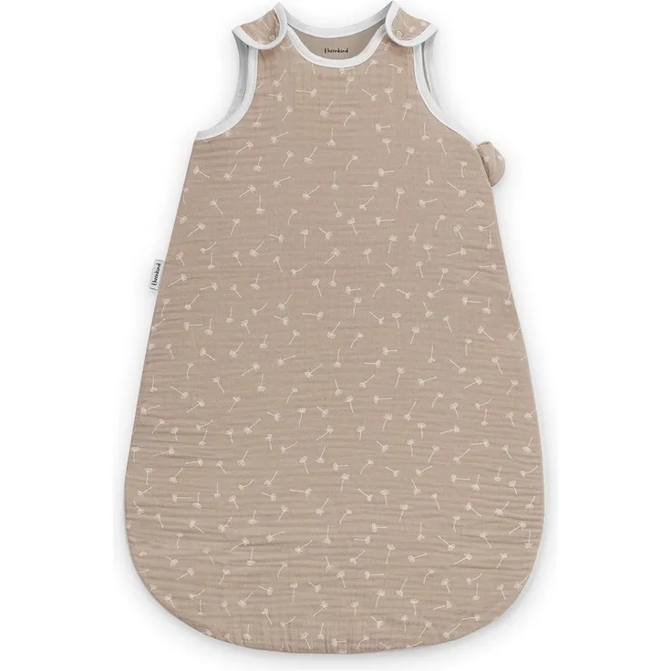 Ehrenkind® Baby Sommerschlafsack Rund Musselin 0.5 TOG | aus weicher OEKO-TEX zertifizierter Bio-Baumwolle | Sommer Baby Schlafsack Baby 0.5 TOG Gr. 62/68 Beige Pusteblume
