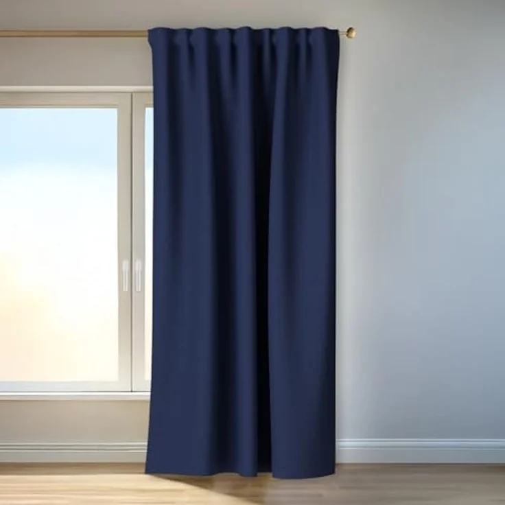 Homing Schlaufenschal Galdin 140x245 Vorhang Schlafzimmer Deko verdunkelnd blau – Bild 1