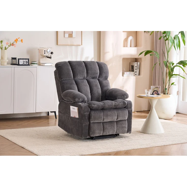 Elektrisch Verstellbarer TV-Sessel mit Zwei Motoren und Aufstehhilfe für das Wohnzimmer, Lesesessel, Liegesessel im Recliner-Stil, multifunktionales Einzelsofa (Grau)--Herde--91x91x106.5cm--YOUDENOVA – Bild 9