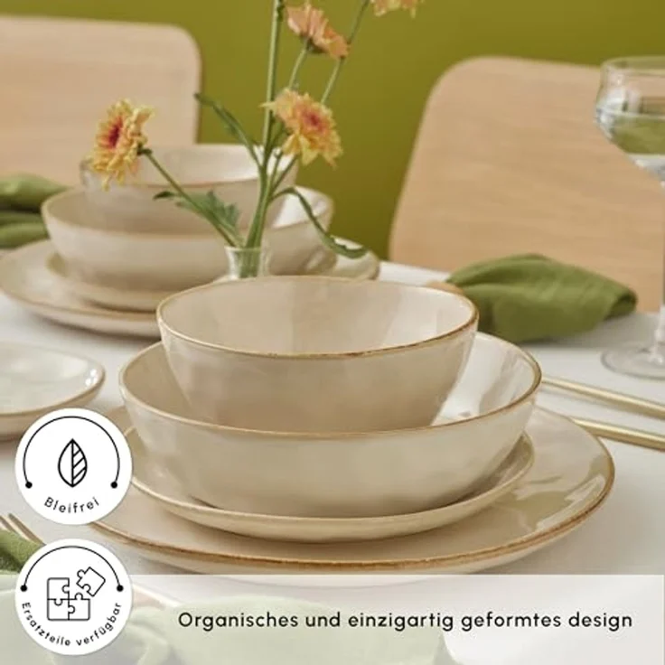 Karaca Geschirr-Set Earth Collection Aria 55-teiliges Tafelservice für 12 Personen Beige – Bild 7