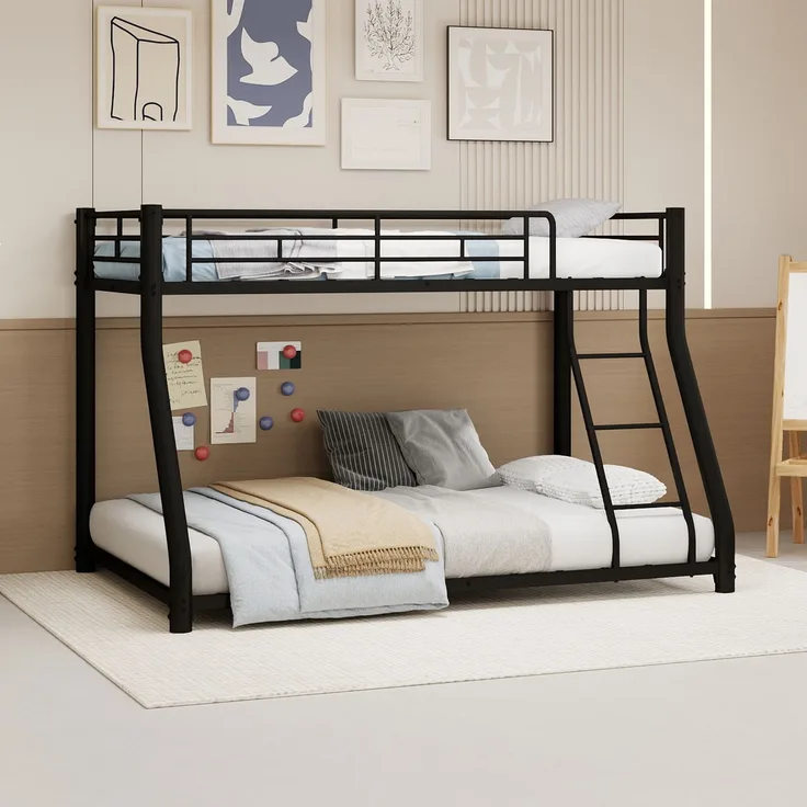 EINHOM Metall-Etagenbett 90 x 190 / 140 x 190 cm, mit Leiter und Durchgehenden Sicherheitsgeländern, Platzsparend, für Jugendliche und Erwachsene (Ohne Matratze)
