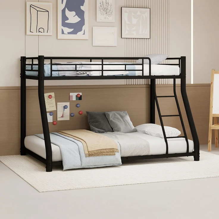 EINHOM Metall-Etagenbett 90 x 190 / 140 x 190 cm, mit Leiter und Durchgehenden Sicherheitsgeländern, Platzsparend, für Jugendliche und Erwachsene (Ohne Matratze) – Bild 1
