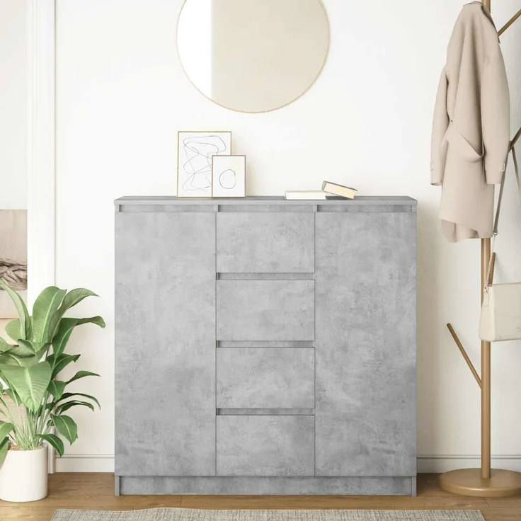 vidaXL Sideboard mit Schubladen Betongrau 100,5x35x98,5 cm 3328456 – Bild 2