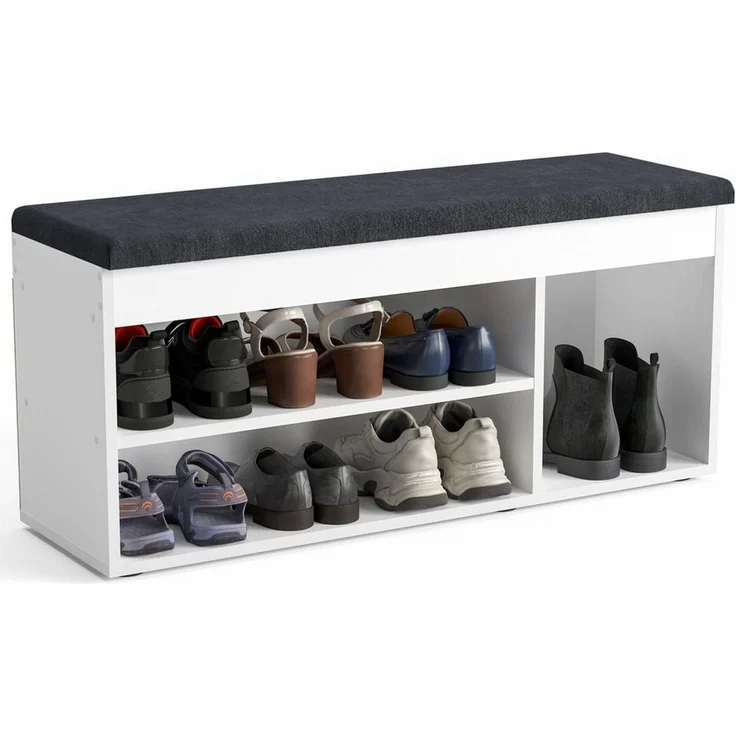 KOMTO Schuhbank Mit Sitzfläche Schuhregal Bank mit Stauraum Schuhschrank mit Sitzbank, für 6 bis 8 Paar, Spanplatte, Sofia 100 x 48 x 32 cm – Bild 4