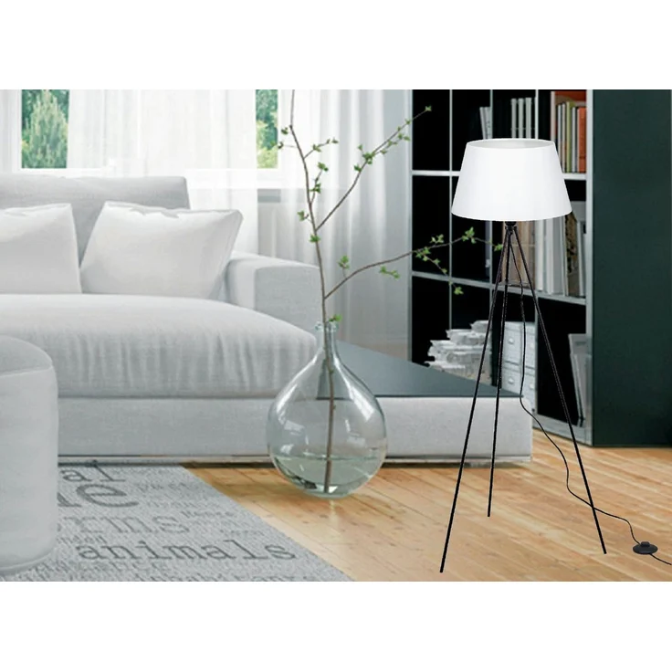 TRANGO LED Stehlampe, 1522WL Tripod Stehleuchte *WHITNEY* inkl. E27 LED Leuchtmittel warmweiß - mit Stofflampenschirm in Braun - Lampenstativ Dreibein - Höhe: 150cm, Wohnraum - Schlafraum - Standlampe - Stehlampe Design zeitlos – Bild 2