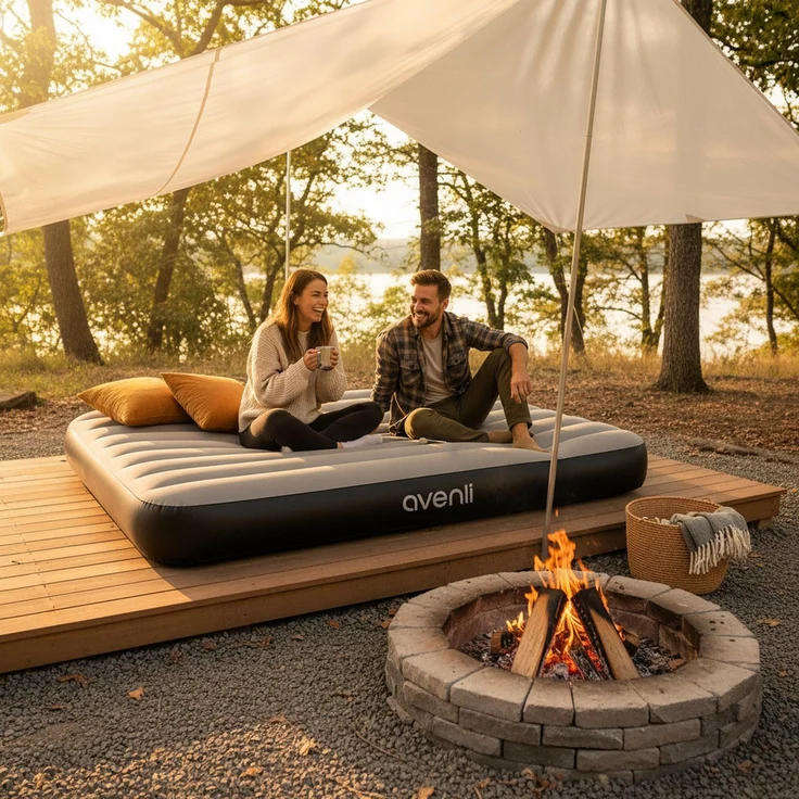 Avenli aufblasbares Luftbett / Campingmatratze grau 191x137x25 cm – Bild 5