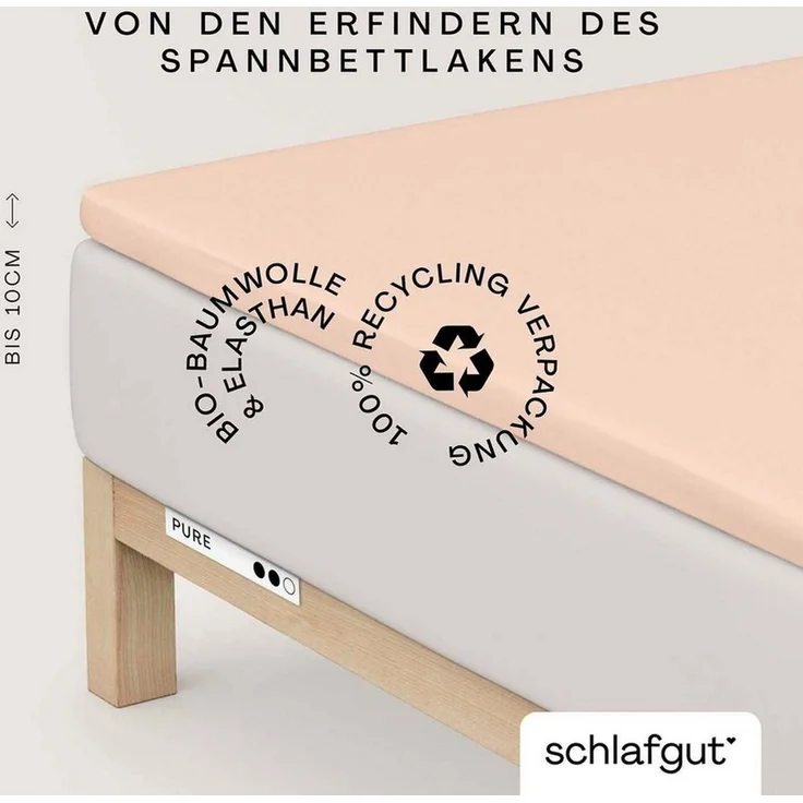 Schlafgut 'PURE TOPPER' Spannbettlaken, für Topper bis 10 cm Höhe, Red Light, S 90x190 cm - 100x220 cm, 100% Bio-Baumwolle – Bild 1