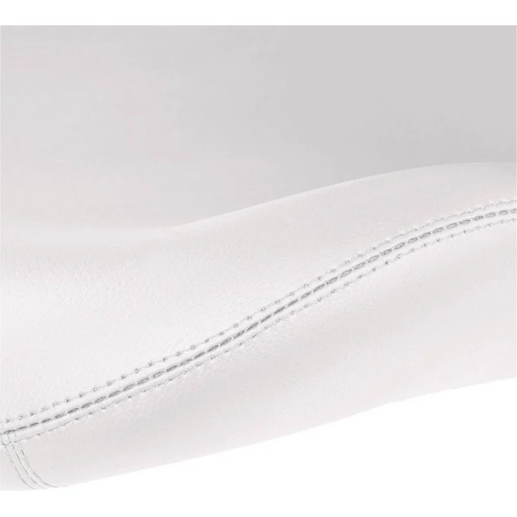 Physa Andria White Rollhocker mit Lehne Arbeitshocker mit Rollen höhenverstellbar Sitzhocker mit Rückenlehne (weiß, polierter Stahl, PVC-Bezug, 360° drehbare Rollen, Variable Sitzhöhe) – Bild 2