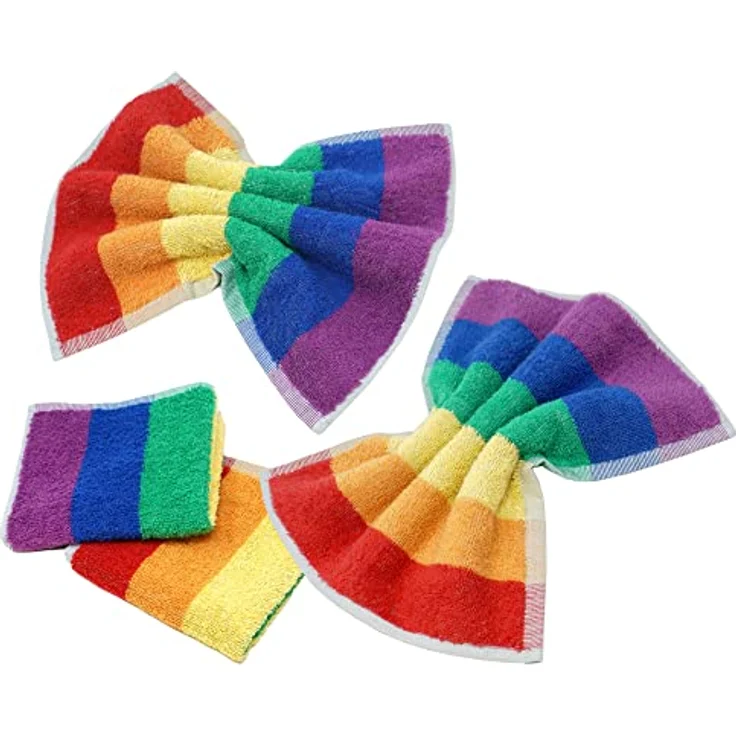 Lashuma Seiftuch Regenbogen, (Set, 4-St), gestreifte Waschlappen 30x30 cm bunt – Bild 10