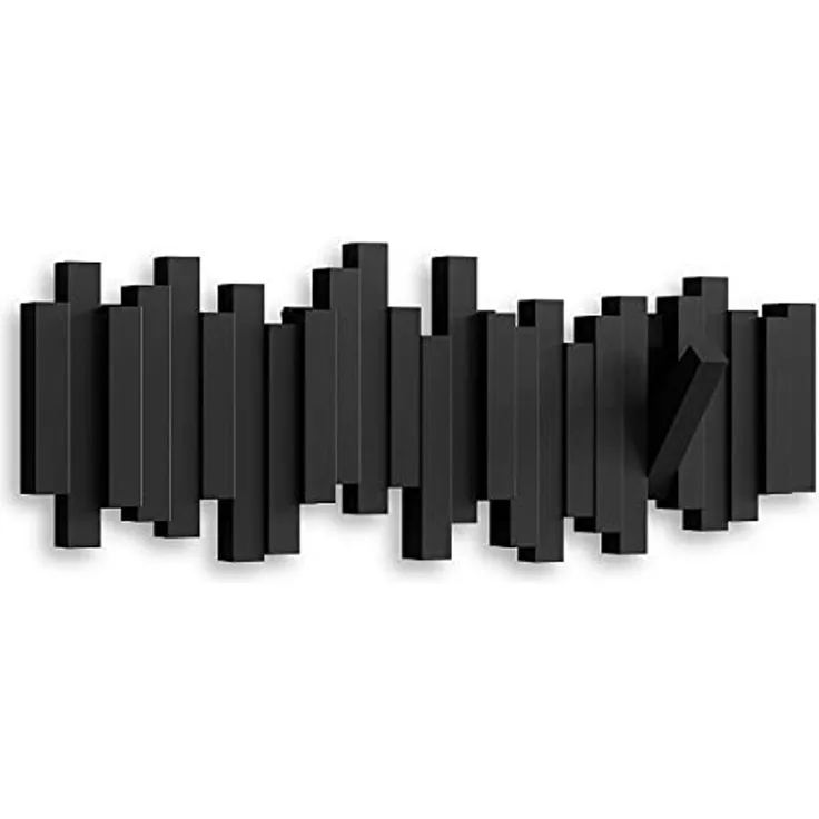 Umbra Hooks Stäbchen Mehrfach Wandhaken, Aufhänger, Kleiderhaken, Kleideraufhänger, Garderobenhaken, 5 Haken, Kunststoff, Schwarz, 318211040