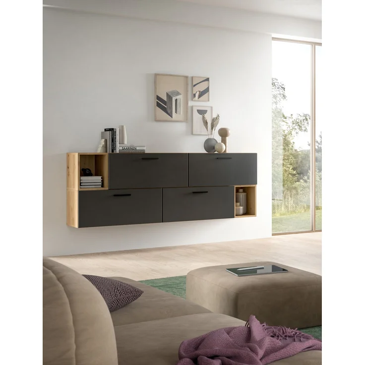 The One Wohnkombination in Basalt grau Nachbildung – Bild 5