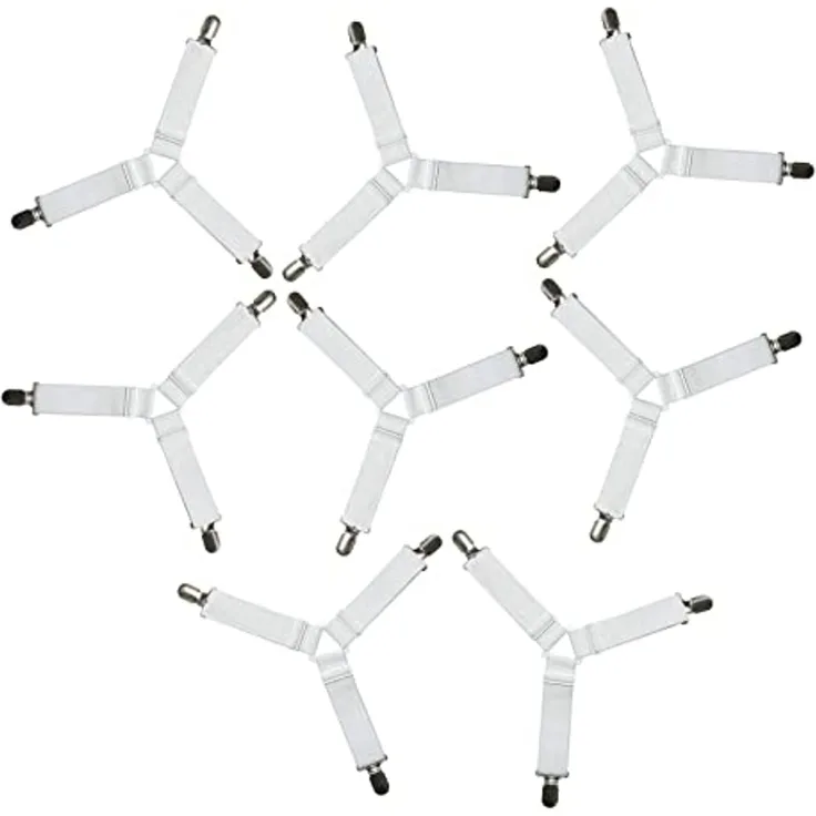 BAYLI Spannbettlaken 8er Set verstellbare Bettlakenspanner, Betttuchspanner mit Metallclip