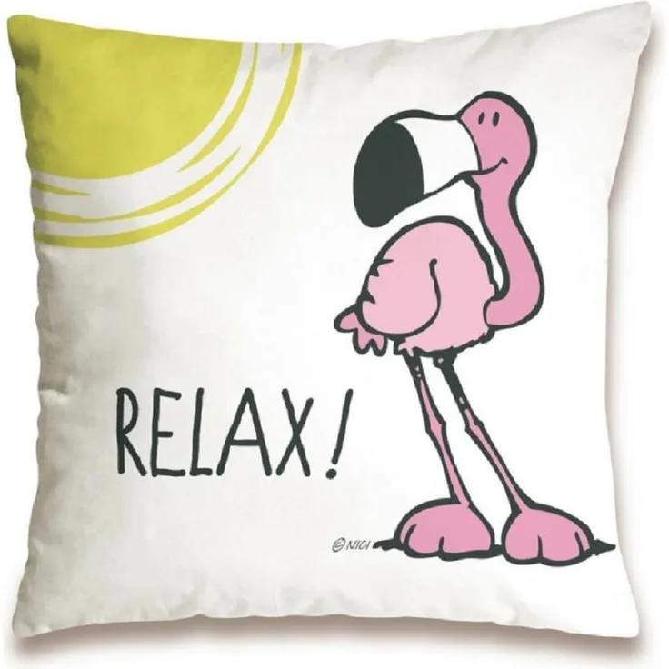 Nici 41943 Flamingo Baumwollkissen Relax, 37x37 cm