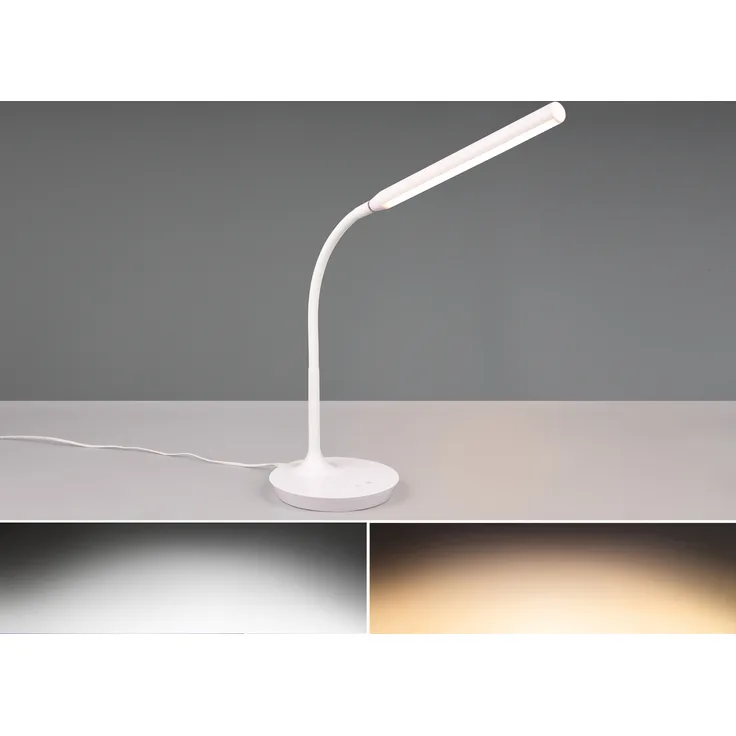 LED Schreibtischleuchte TORO Weiß, dimmbar & Lichtfarbe einstellbar, Höhe 38cm