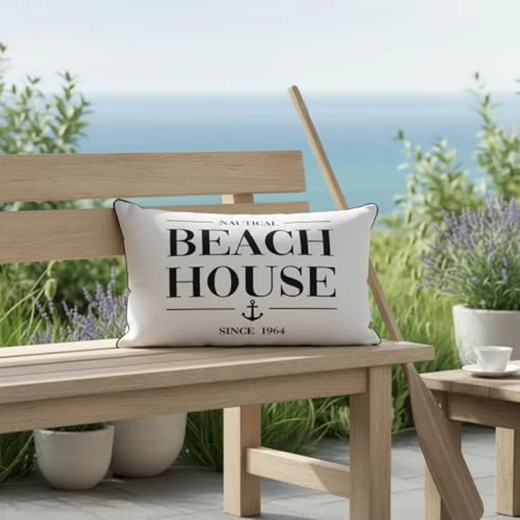 BOLTZE Dekokissen Kissen NAUTIC schwarz weiß 50x30cm maritimes Dekokissen Beach House – Bild 4