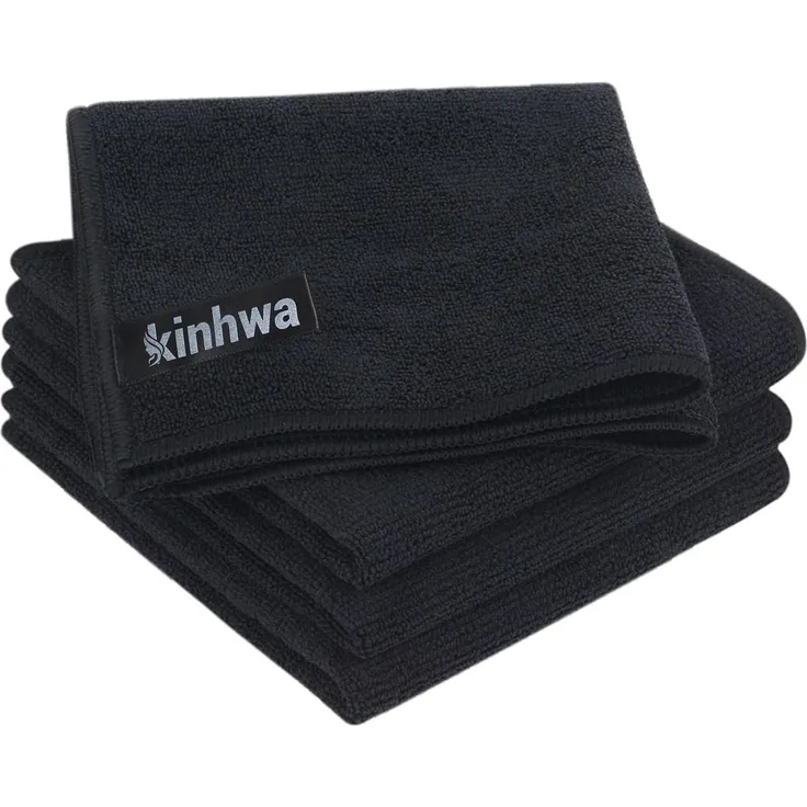 Mikrofasertücher 4er Set Schwarz Super saugfähig 30x30cm waschbar
