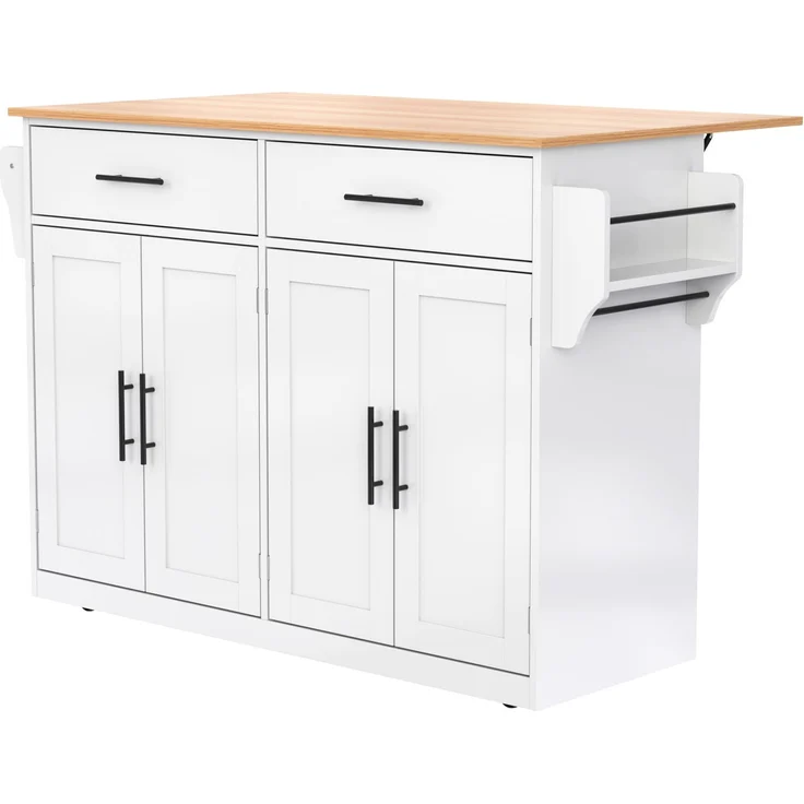 Servierwagen mit klappbarer Tischplatte, 120x46(70)x91 cm, weiß, mit Rollen und austauschbaren Holzbeinen, ideal für Küche und Esszimmer – Bild 9