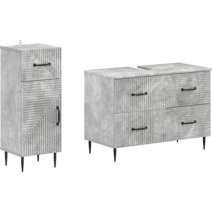 vidaXL 2-teiliges Badezimmer Schrank Set HAARLEM Betongrau 3417696 – Bild 2