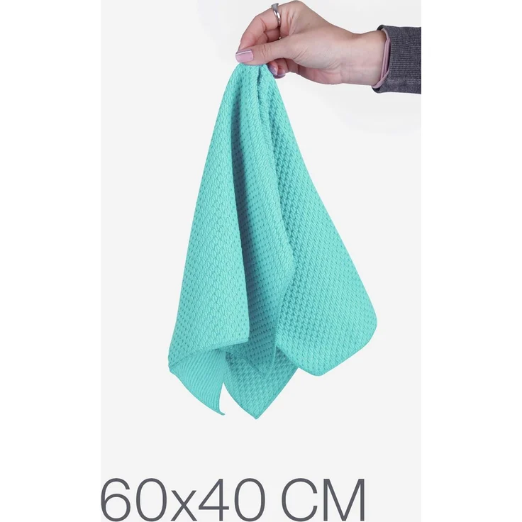 Premium Geschirrtuch 300g/m² - Microsensation - 60x40cm ( Türkis / 4er Pack ) Reinigungstücher Mikrofasertuch - super saugfähige Küchentücher – Bild 3