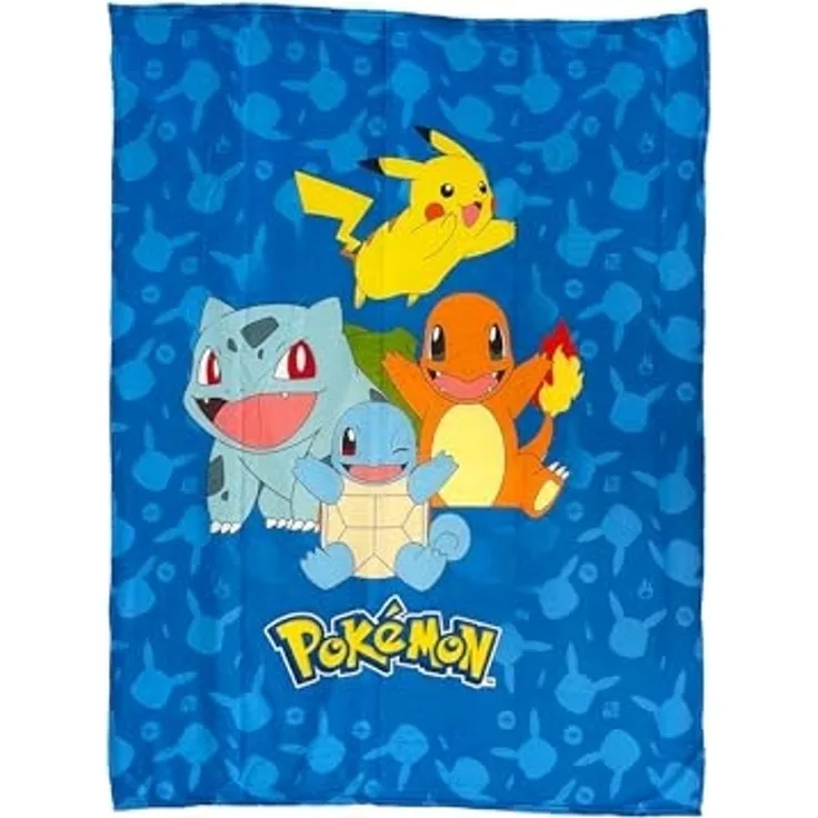 Wohndecke Pokemon Flanell-Fleecedecke Starter Pokemon 130 x 160 cm, Herding