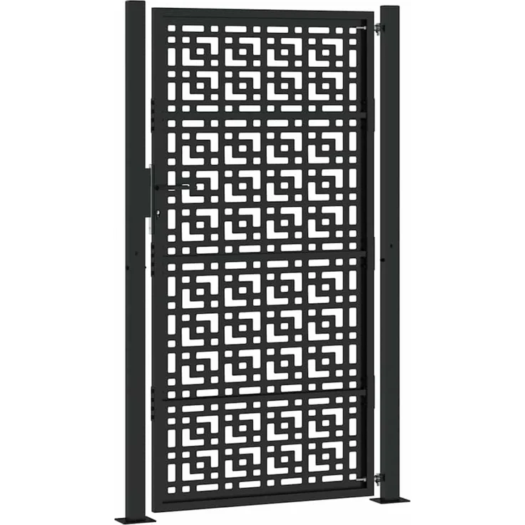vidaXL Gartentor Schwarz 100x175 cm Stahl Kreuz-Design 4101002 – Bild 6