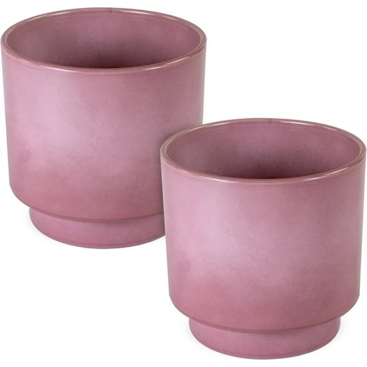 matches21 HOME & HOBBY Blumentopf Blumentöpfe 2er Set aus Keramik in Ø 10,5x10,5 cm in Altrosa (2 St), Zeitlose Übertöpfe mit Fuß – Bild 3