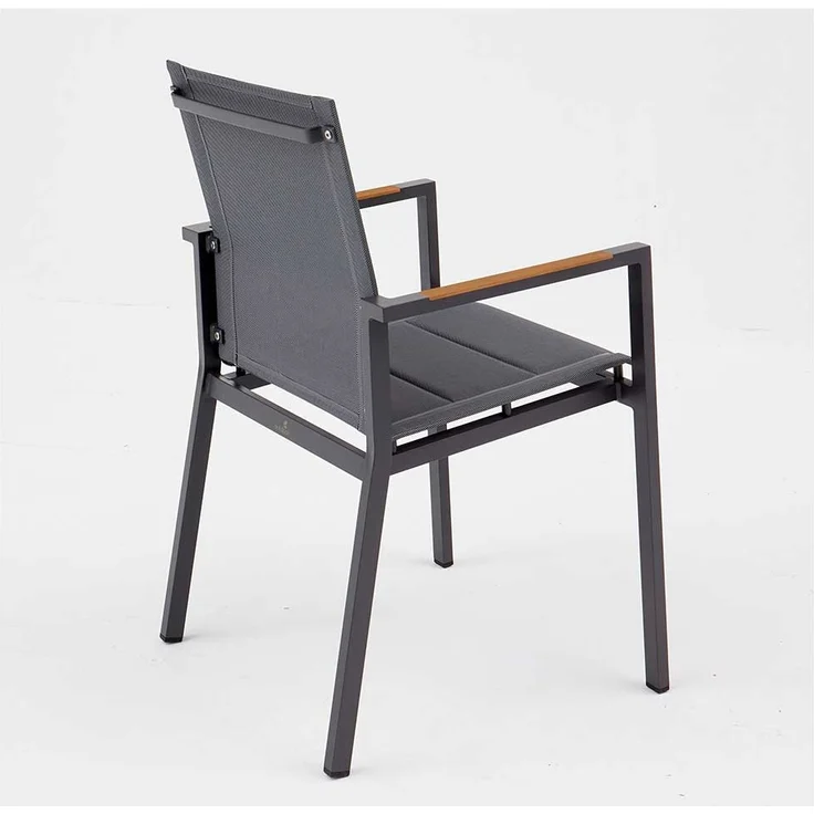 Gartenstuhl Aline II, Aluminium, Grau, Schwarz, 56 x 85 x 60 cm – Bild 2